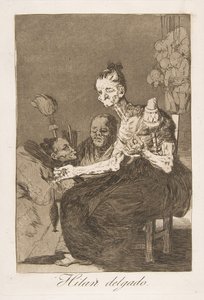 Planche 44 de Los Caprichos : Ils filent finement Hilan delgado., 1799