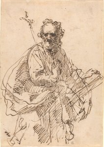 Un saint debout avec un crucifix et un livre - Francisco Herrera II