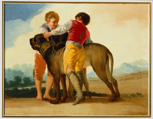 Garçons avec un chien sauvage ... (peinture sur toile)