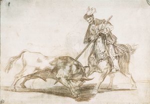 Corrida : Le Cid perce un autre taureau de sa lance 1815-16 (dessin préparatoire)
