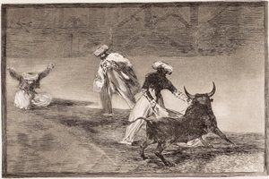 Corrida : Les Maures jouent la cape avec un autre taureau dans une enceinte - Francisco de Goya