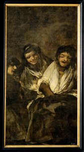 Deux femmes et un homme (peinture sur toile) - Francisco Jose de Goya y Lucientes