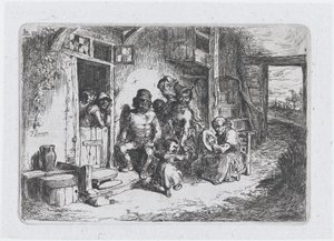 Planche 10 : deux personnages dansant, un autre assis jouant du tambour, de la série des coutumes..., 1850 - Francisco Lameyer Berenguer