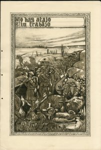 Illustration de Francisco Sancha Lengo - Feuille volante, vers 1915 - No hay atajo sin trabajo - Guerre de 14-18, Tranchées, Langue espagnole, Presse étrangère - Prisonniers