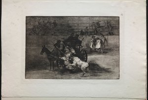 Corridas : Combat dans une calèche attelée à deux mules - Francisco de Goya