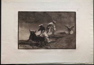 Corridas : Ils jouent un autre avec la cape dans une enceinte - Francisco de Goya