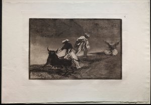 Corridas : Ils jouent un autre avec la cape dans un enclos, 1876 - Francisco de Goya