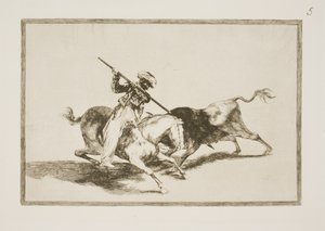 Le maure inspiré Gazul est le premier à piquer des taureaux selon les règles - Francisco de Goya