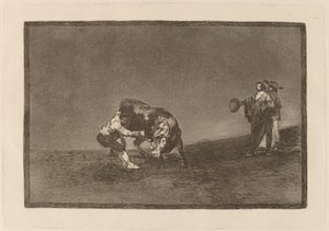 El mismo vuelca un toro en la plaza de Madrid - Francisco de Goya