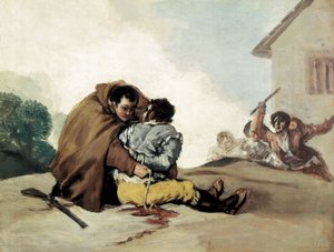 Frère Pedro lie El Maragato avec une corde, peinture de Francisco de Goya