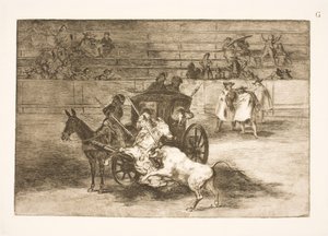 Lutte depuis un chariot tiré par deux ânes - Francisco de Goya