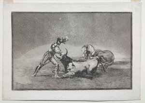 La Tauramaquia : Un chevalier espagnol tue le taureau après avoir perdu son cheval - Francisco de Goya