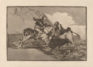 La manière dont les anciens Espagnols chassaient les taureaux à cheval dans la campagne - Francisco de Goya