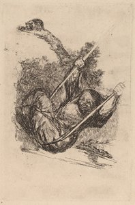 Vieille femme sur une balançoire