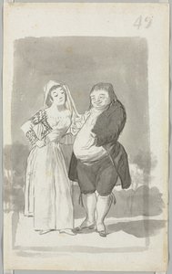 Prostituée sollicitant un homme gras et laid (recto) - Francisco de Goya