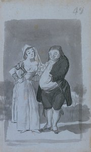 Prostituée sollicitant un homme gras et laid recto, 1796-97 - Francisco de Goya