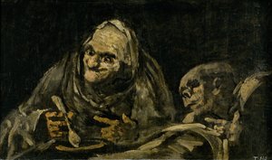 Deux vieux hommes mangeant de la soupe La potion magique - Francisco de Goya