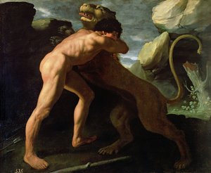 Hercule combattant le lion de Némée