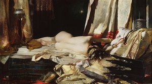 "Aux ordres du Padishah" Jeune femme dans un harem soumise au souverain persan (orientalisme) - Franciszek Zmurko