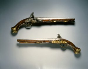 Paire de pistolets à silex, Liège, début du XVIIIe siècle