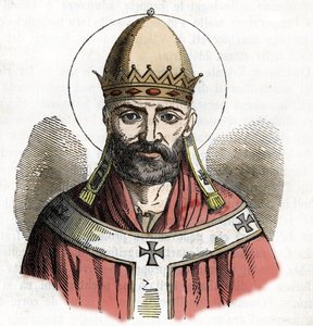 Portrait du Pape Damase I, dessin de Misteri del Vaticano par Franco Mistrali