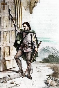 Le jeune Jérôme Savonarole frappant à la porte du couvent dominicain de Santo Domenico à Bologne en 1475 - Franco Mistrali