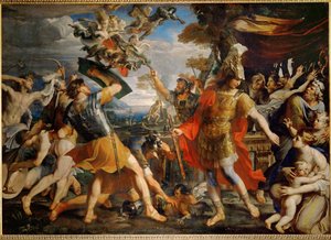 Énée et ses compagnons combattent les Harpies ... - Francois (1590 1650) (after) Perrier