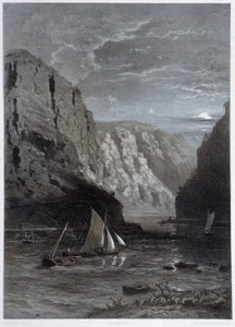Paysage du Rhin, Lurley - dans "Le Rhin monumental et pittoresque", aquarelle d
