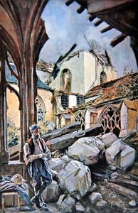 Bataille de Verdun : Soldat Français Mangeant ses Rations dans un Cloître en Ruines de la Cathédrale