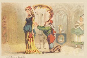 R (lettre montrée par une dame et un valet à genoux) - Francois Antoine Appel