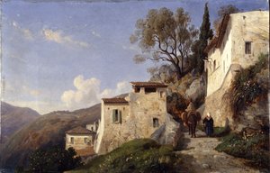 Sur la route de Gênes, près de Nice - Francois Antoine Leon Fleury