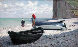 Scène de plage à Fécamp, nord de la France