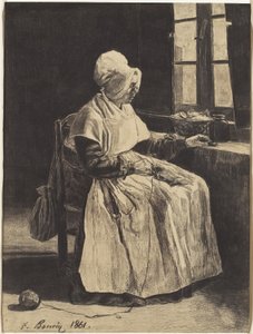 Une femme tricotant - François Bonvin