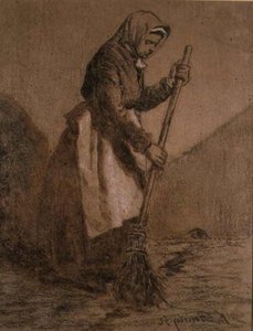 Femme balayant