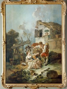 Un homme offrant des raisins à une fille - François Boucher
