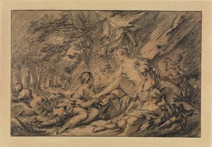 Diane se reposant dans la forêt avec ses nymphes - François Boucher