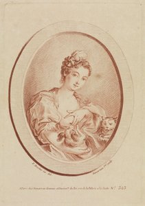 Jeune femme avec un petit chien et un chaton - François Boucher