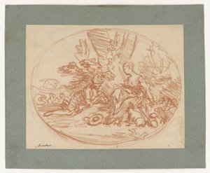 Couple allongé sous les arbres (contre-impression) - François Boucher