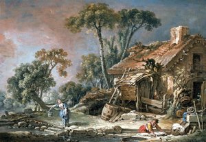 Paysage avec une ferme - François Boucher