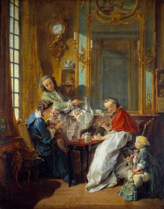 Scène de déjeuner dans un intérieur bourgeois