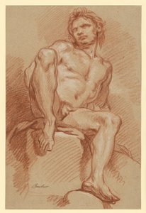 Étude de nu masculin, assis et vu de face - François Boucher