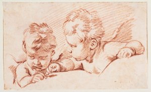 Deux putti. Esquisse pour un dessus de porte à Amalienborg