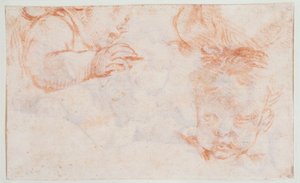 Trois têtes de garçons. Études pour un panneau de porte à Amalienborg - François Boucher