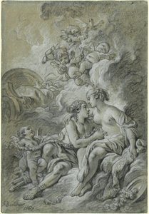Venus appuyee sur son cher Adonis ...