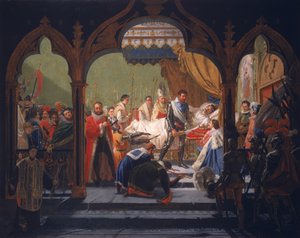 Henri IV (1553-1610) recevant les attributs de la monarchie du mourant Henri III (1551-1589) 1814