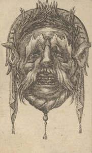Masque avec longs sourcils et moustache et une coiffe avec tissu pendant, vers 1635-45 - Francois Chauveau