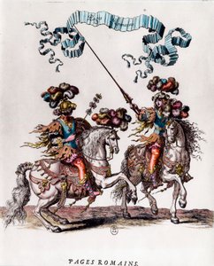 Pages romains lors du carrousel donné par le roi Louis XIV (1639-1715) Gravure par François Chauveau (1613-1676) vers 1662 Collection privée