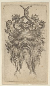 Masque de satyre avec des cornes crochues et une couronne de lierre, de Divers Masques, vers 1635-45 - Francois Chauveau