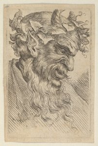 Masque de satyre avec une couronne de lierre, face à droite, de Divers Masques, vers 1635-45 - Francois Chauveau