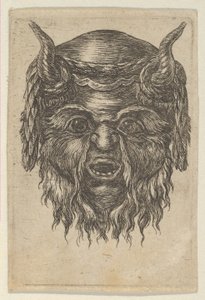 Masque de satyre avec une couronne de laurier drapée sur les cornes, de Divers Masques - Francois Chauveau